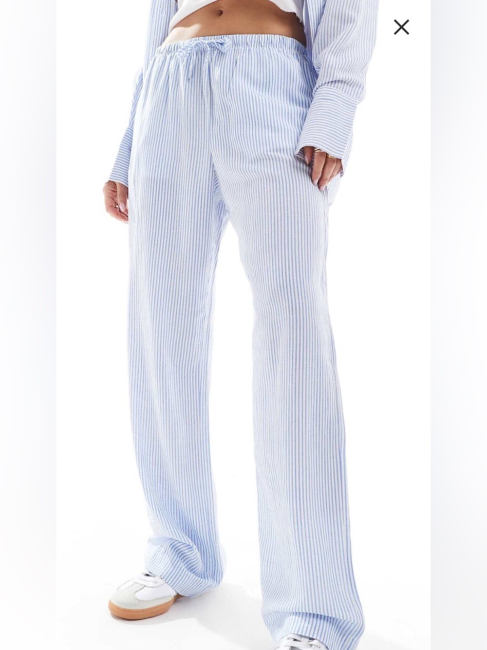 Bershka Blue and White Striped  Lounge Pants